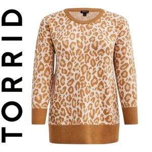 Torrid Drop Shoulder Sweater Popcorn Leopard Plus Size 2X